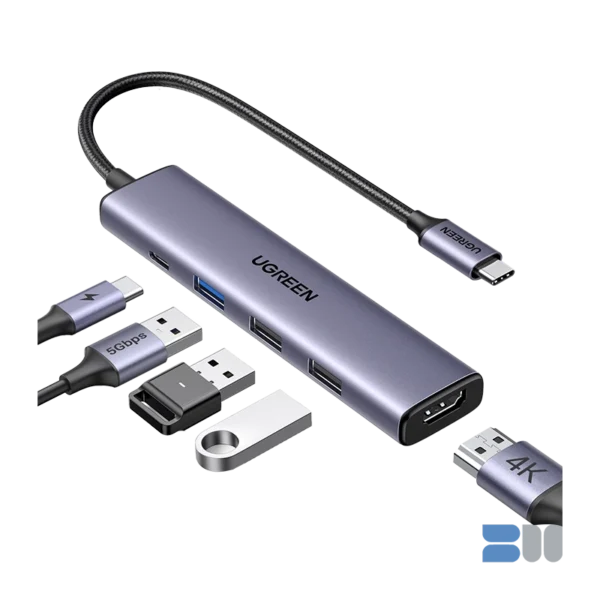 Ugreen 5 in 1 Type-C Multifunction Adapter Type-C to 2xUSB-A 2.0 1xUSB-A 3.0 HDMI PD CM478